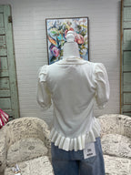 Cream Peplum Hem Sweater