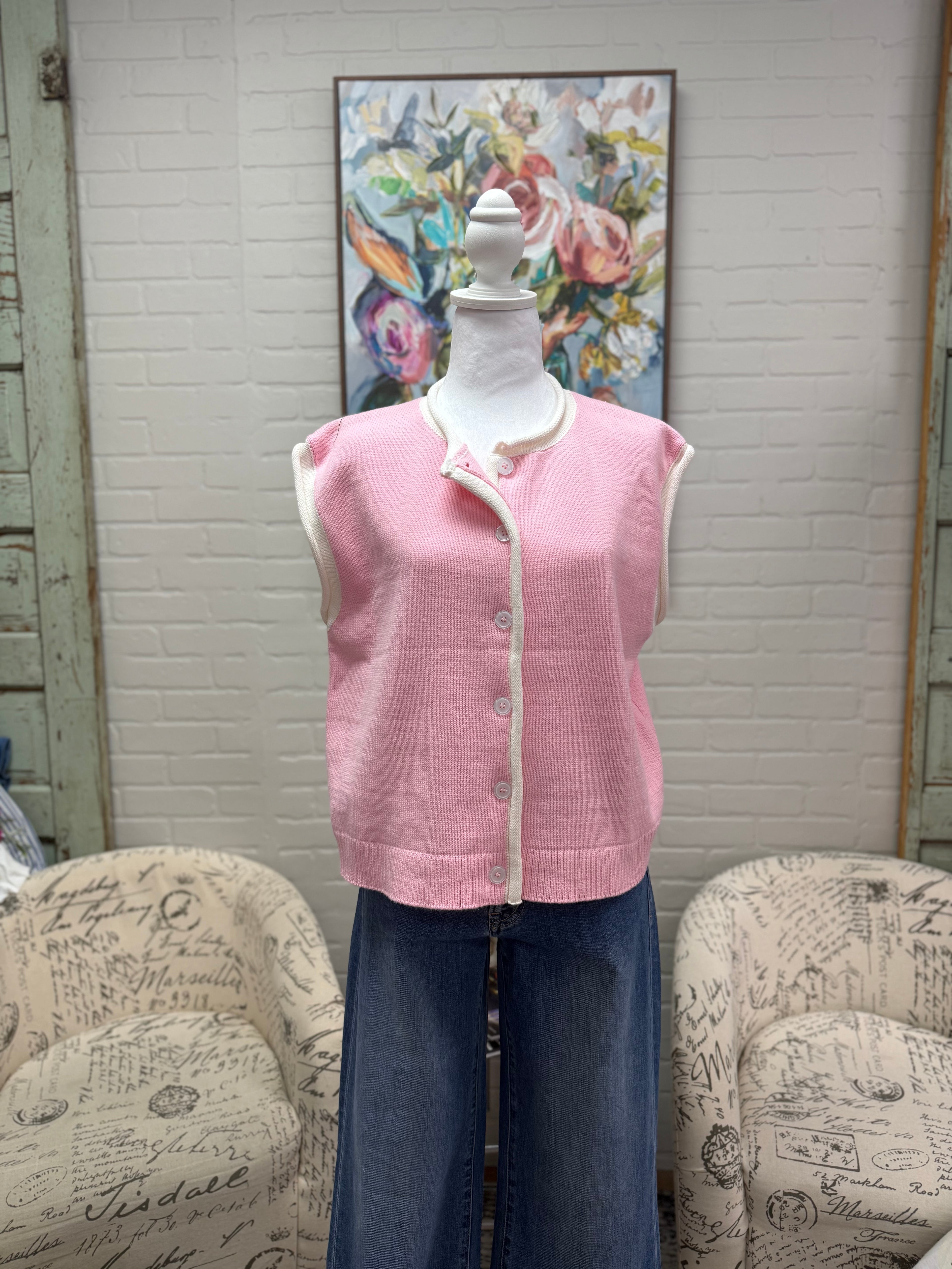 Pink Button Up Sweater