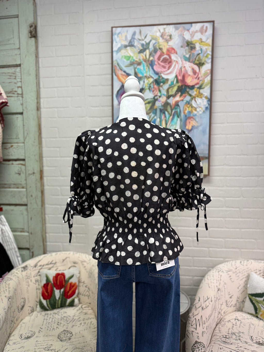 Black Polka Dot Top