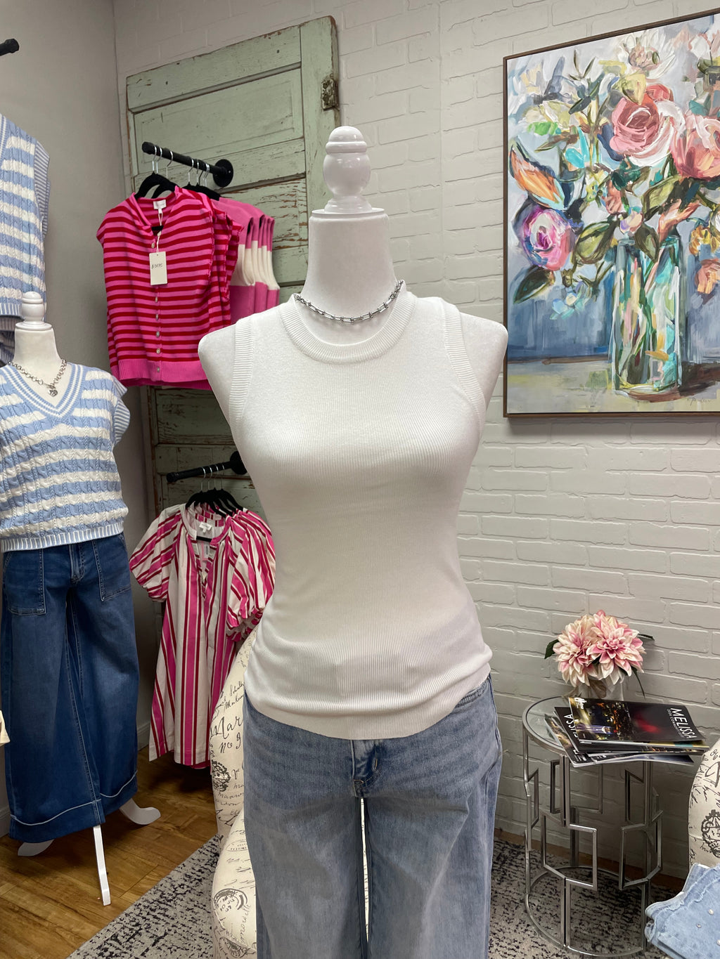 White Knit Tank Top