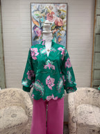 Green Floral 3/4 Sleeve Blouse