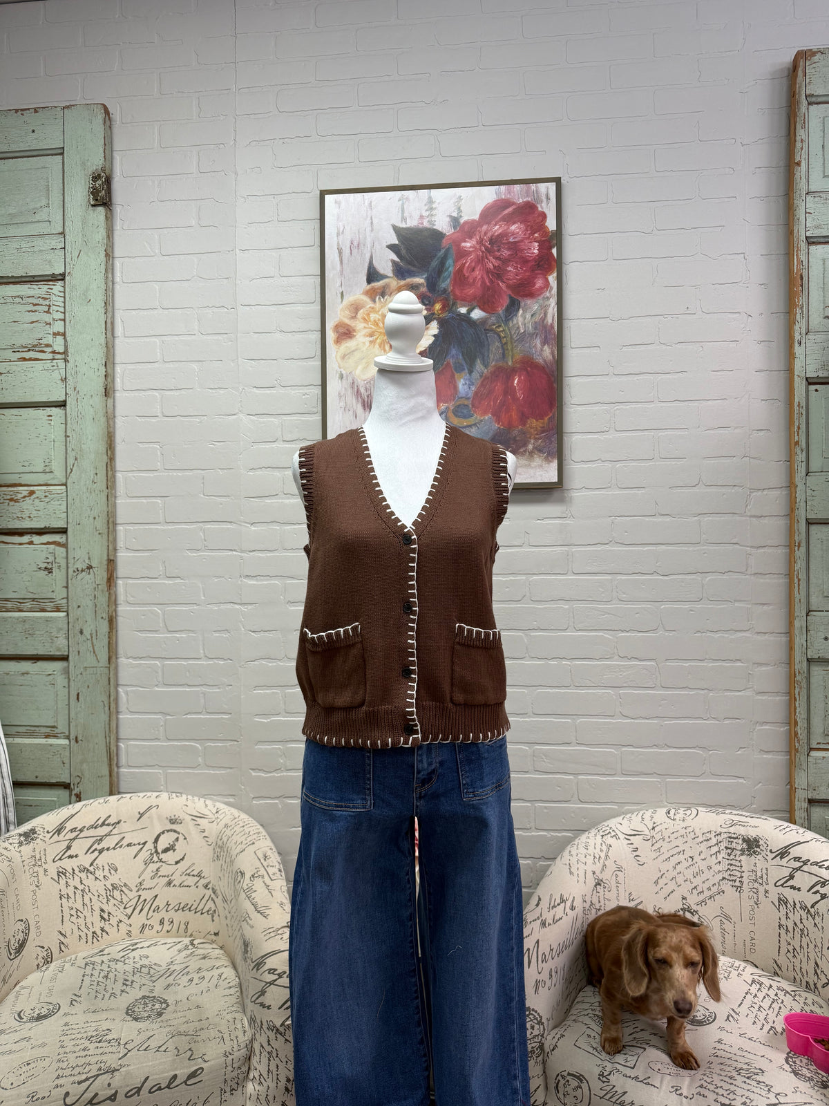 Chocolate Whip Stitch Vest