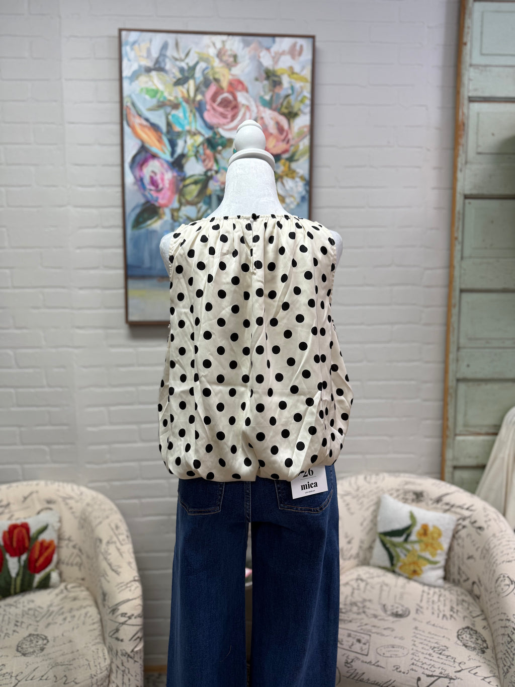 Off White Polka Dot Top