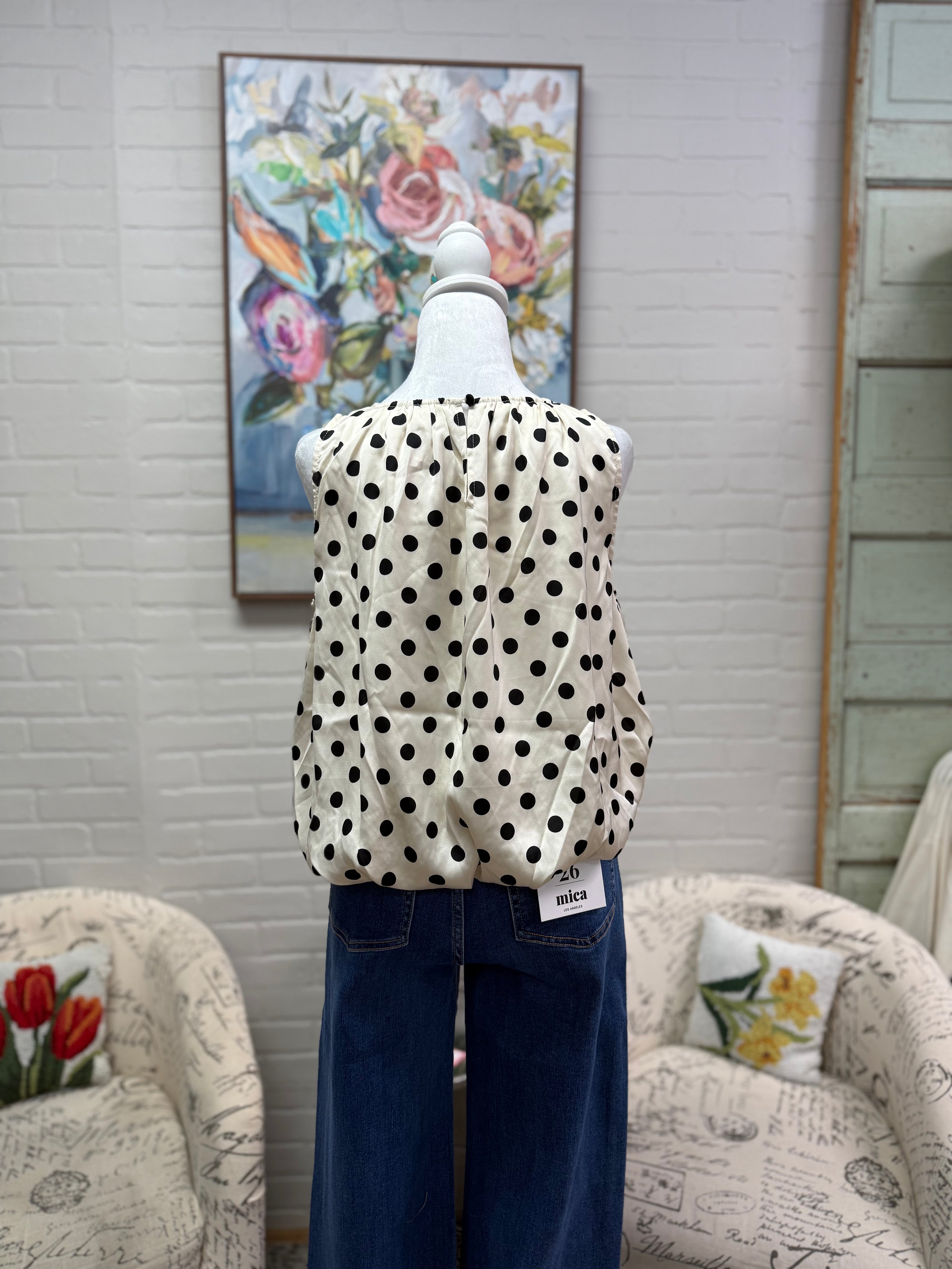 Off White Polka Dot Top