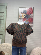 Brown Jacquard Bubble Top