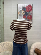 Brown Striped Boatneck Top