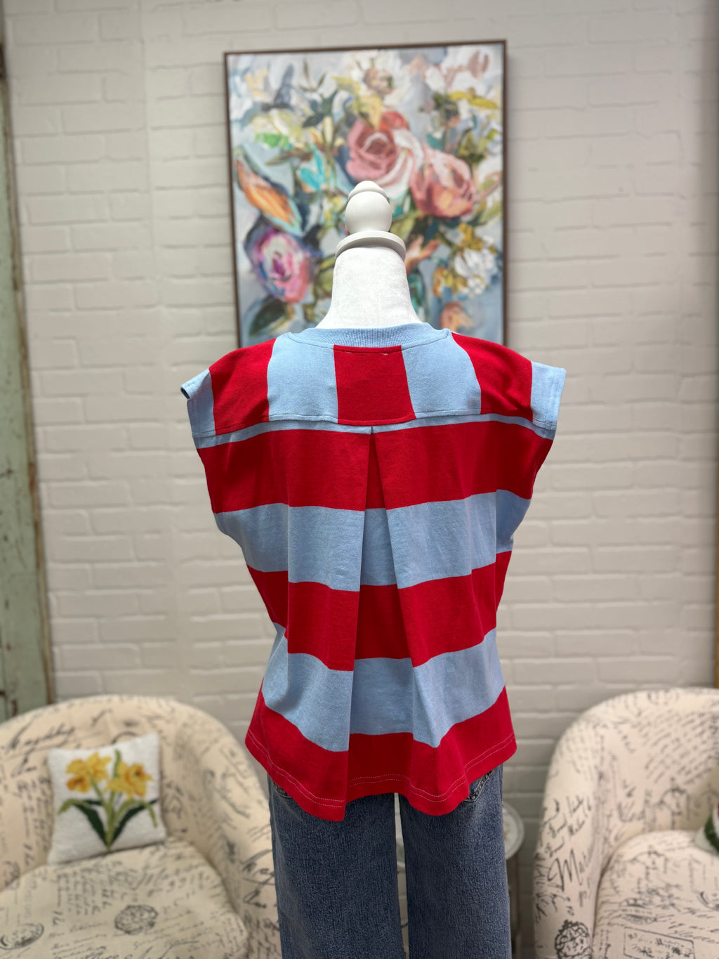 Red & Blue Striped Top