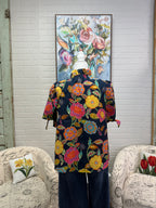 Navy Floral Blouse