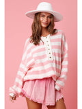 Pink & White Striped Sweater