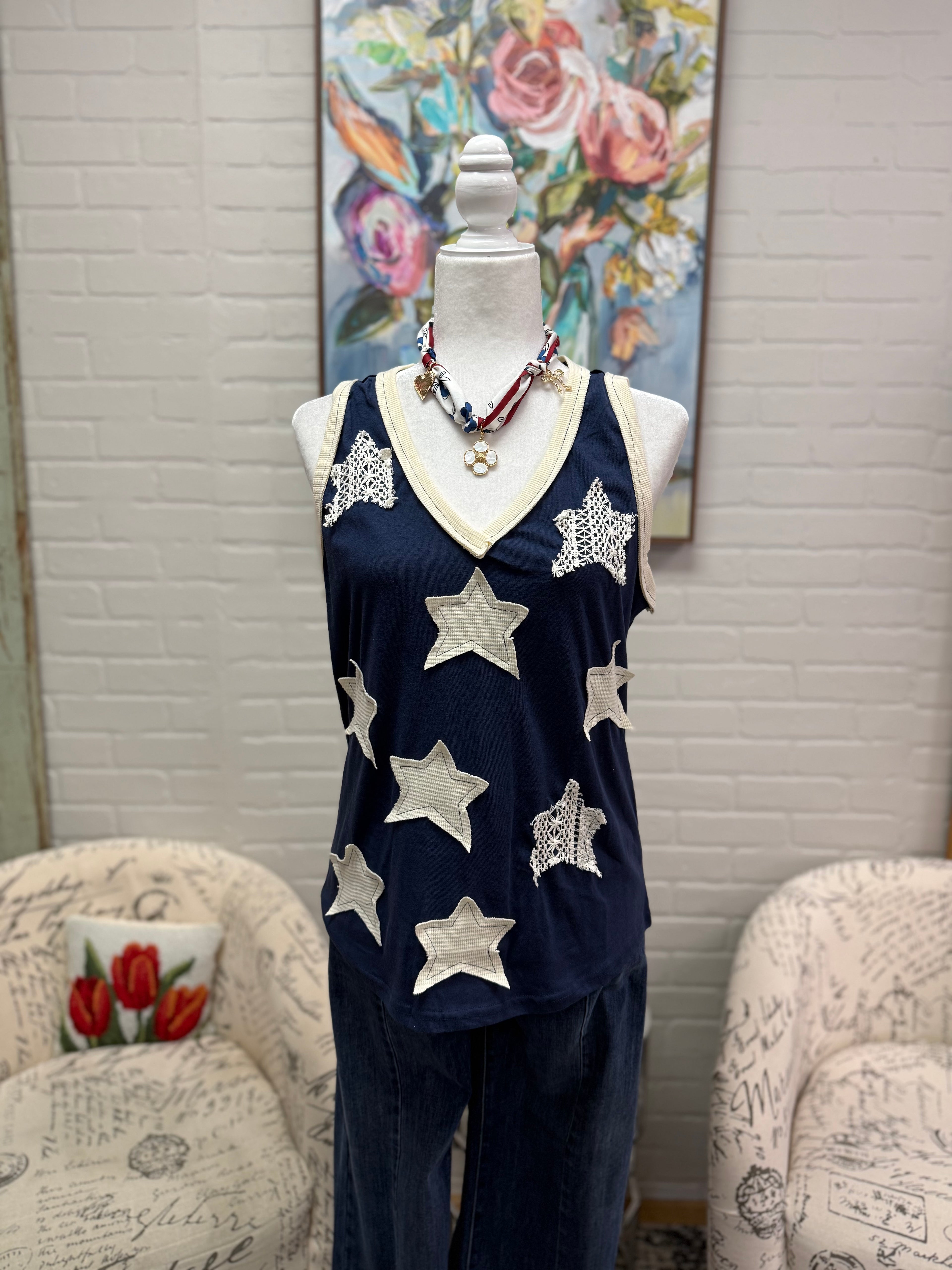 Navy Star Tank Top