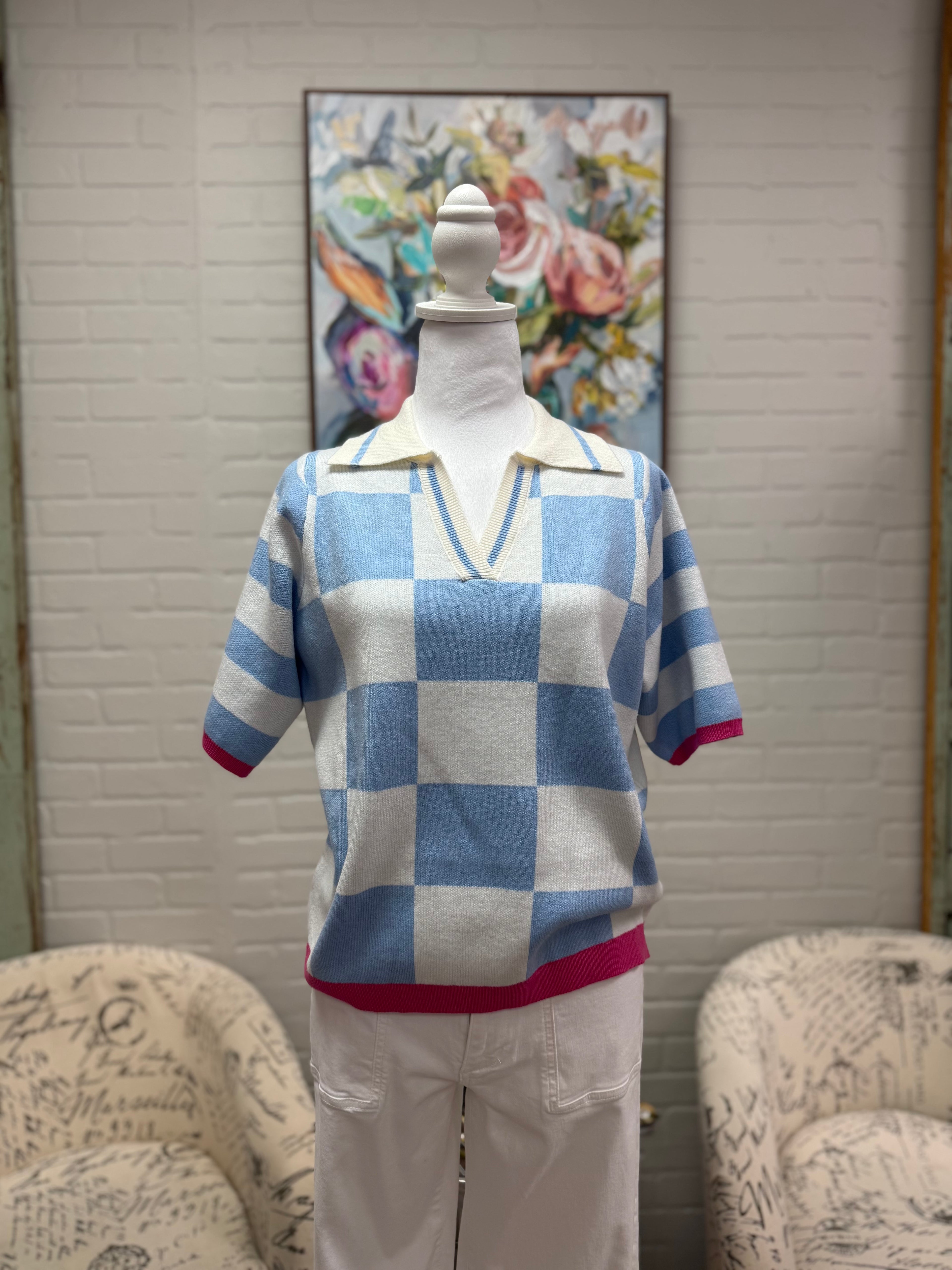 Blue Checked Sweater