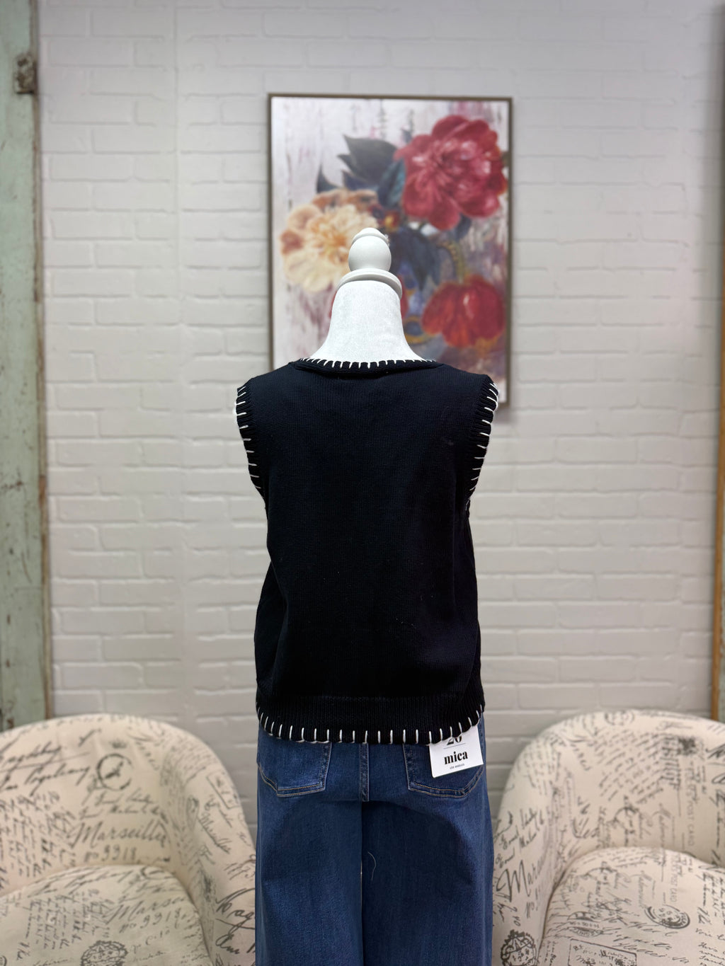 Midnight Whip Stitch Vest
