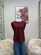 Burgundy Padded Shoulder Sweater