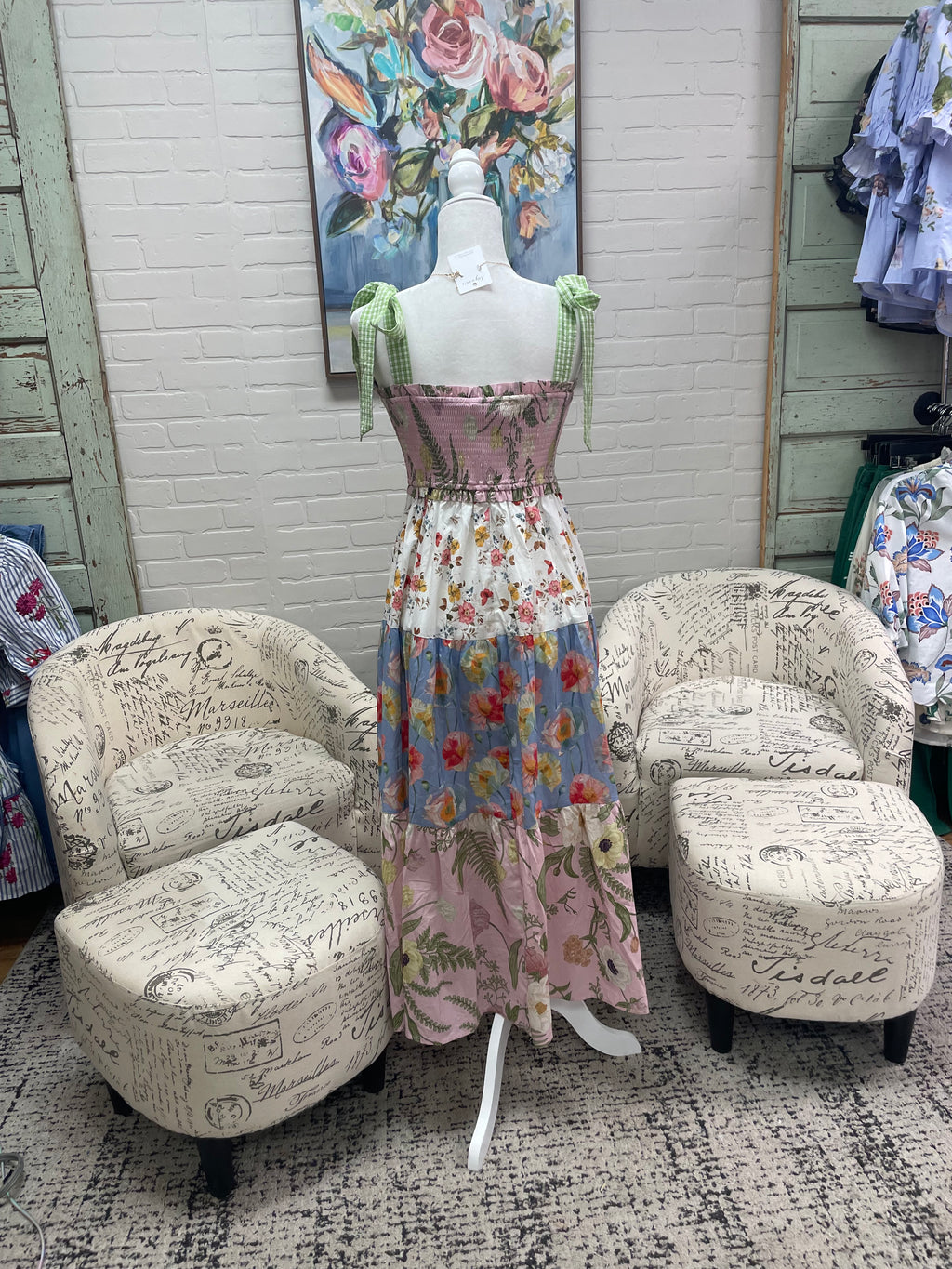 Mixed Floral Midi Dress