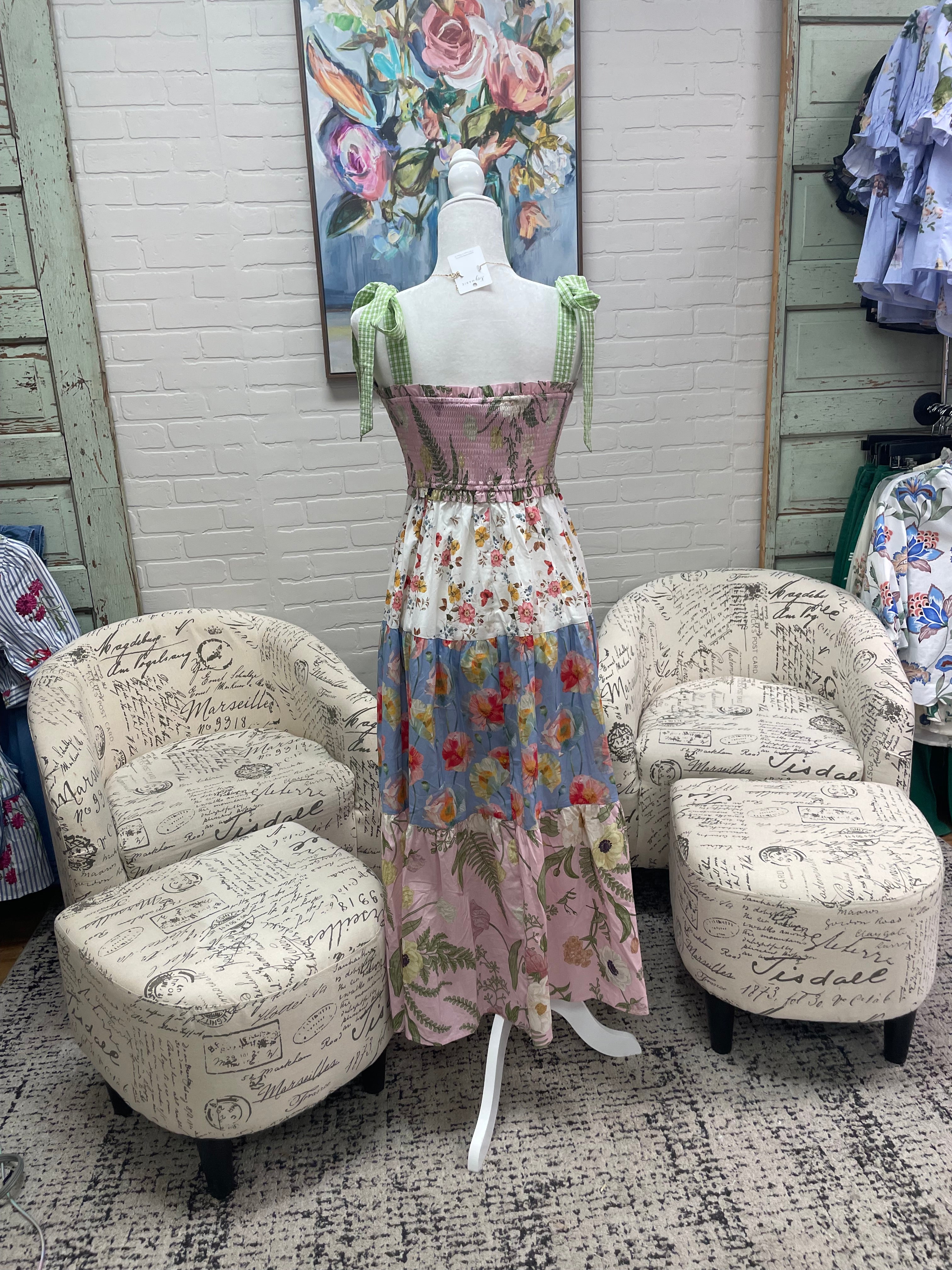 Mixed Floral Midi Dress