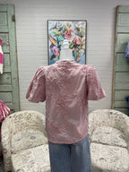 Red Striped Applique Blouse