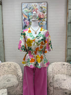Floral Zip Peplum Top