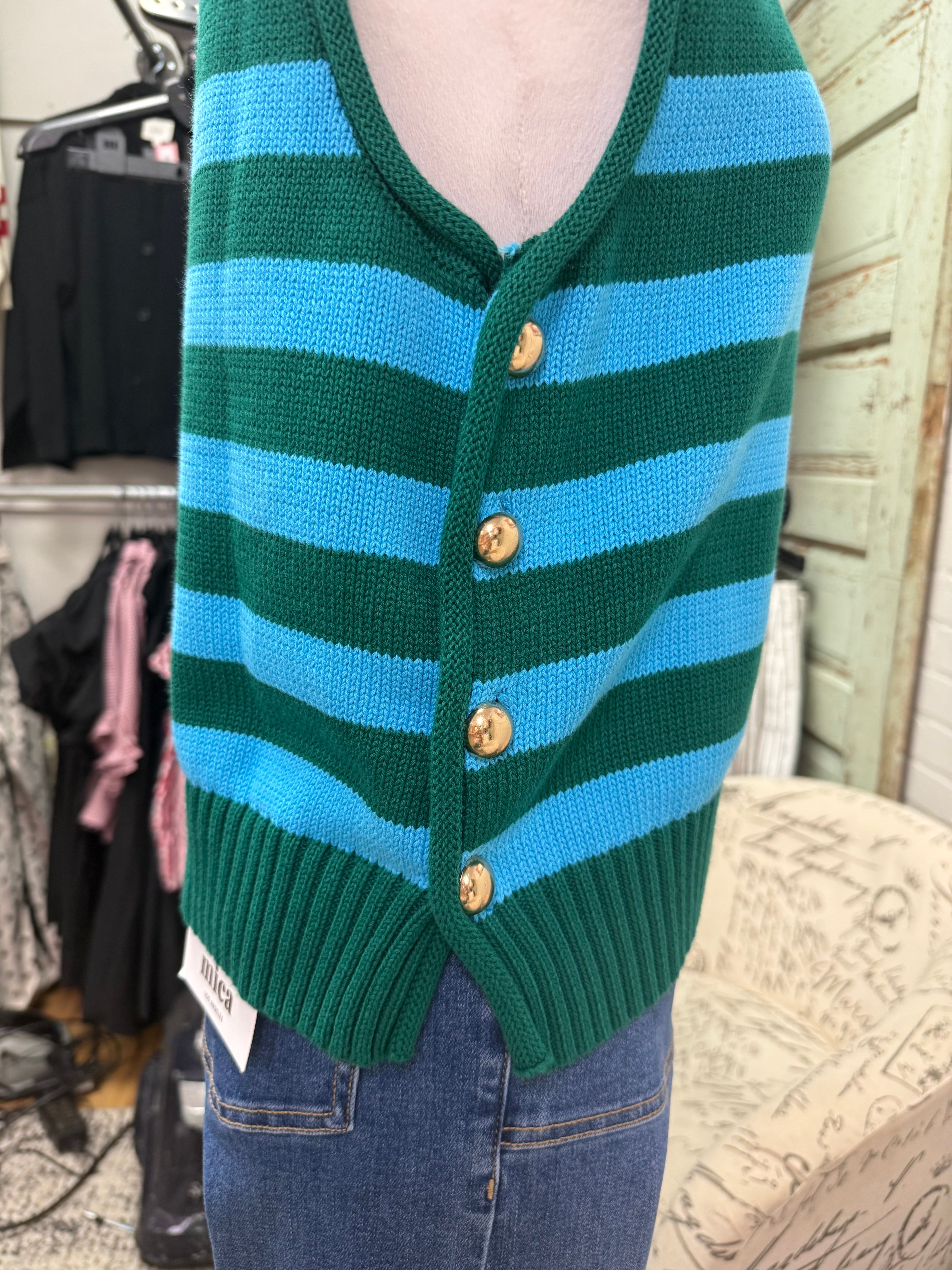 Pine Striped Sleeveless Sweater