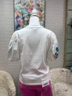 White Blouse w/ Embroidered Sleeves