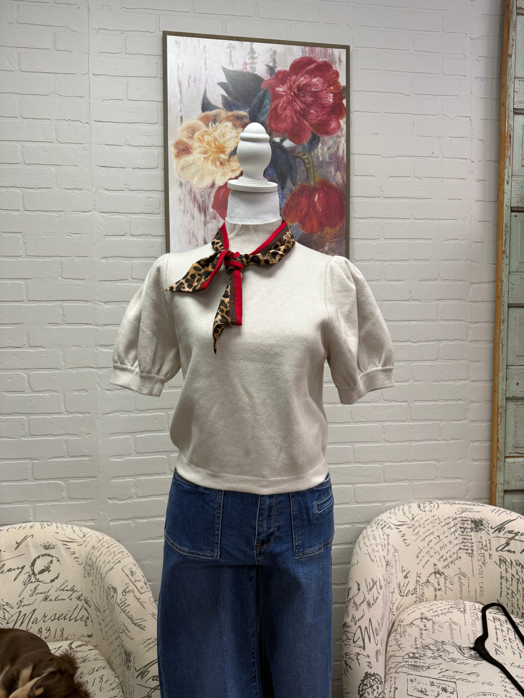 Ecru Sweater w/ Scarf