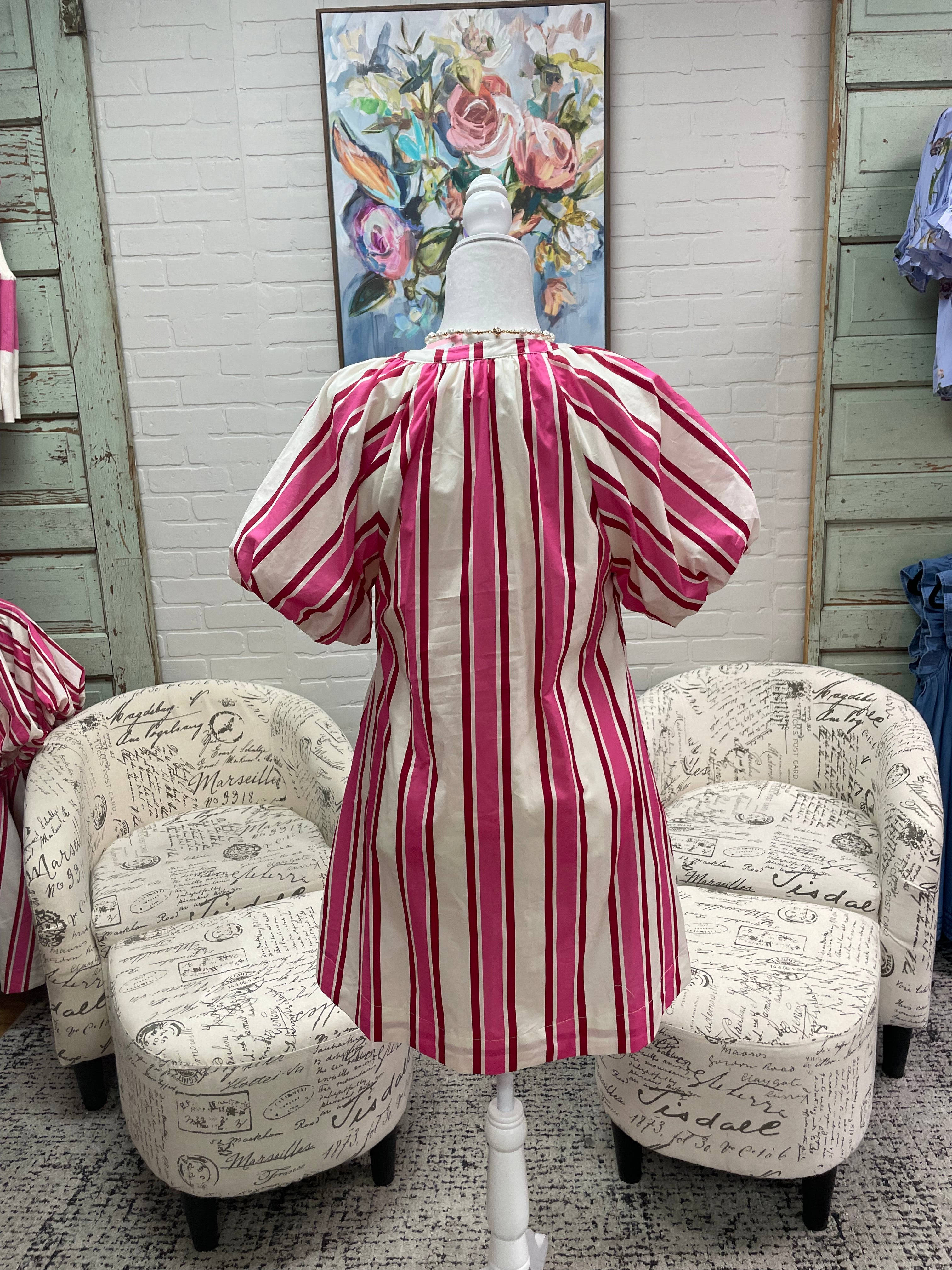 Pink and Red Striped Dress