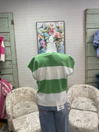 Lime Striped Sleeveless Sweater