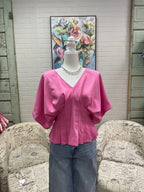 Pink Pleated Dolman Top