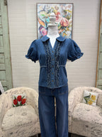 Denim Frill Blouse