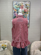 Red Gingham Sleeveless Top