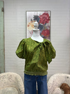 Olive Burn Out Bow Top