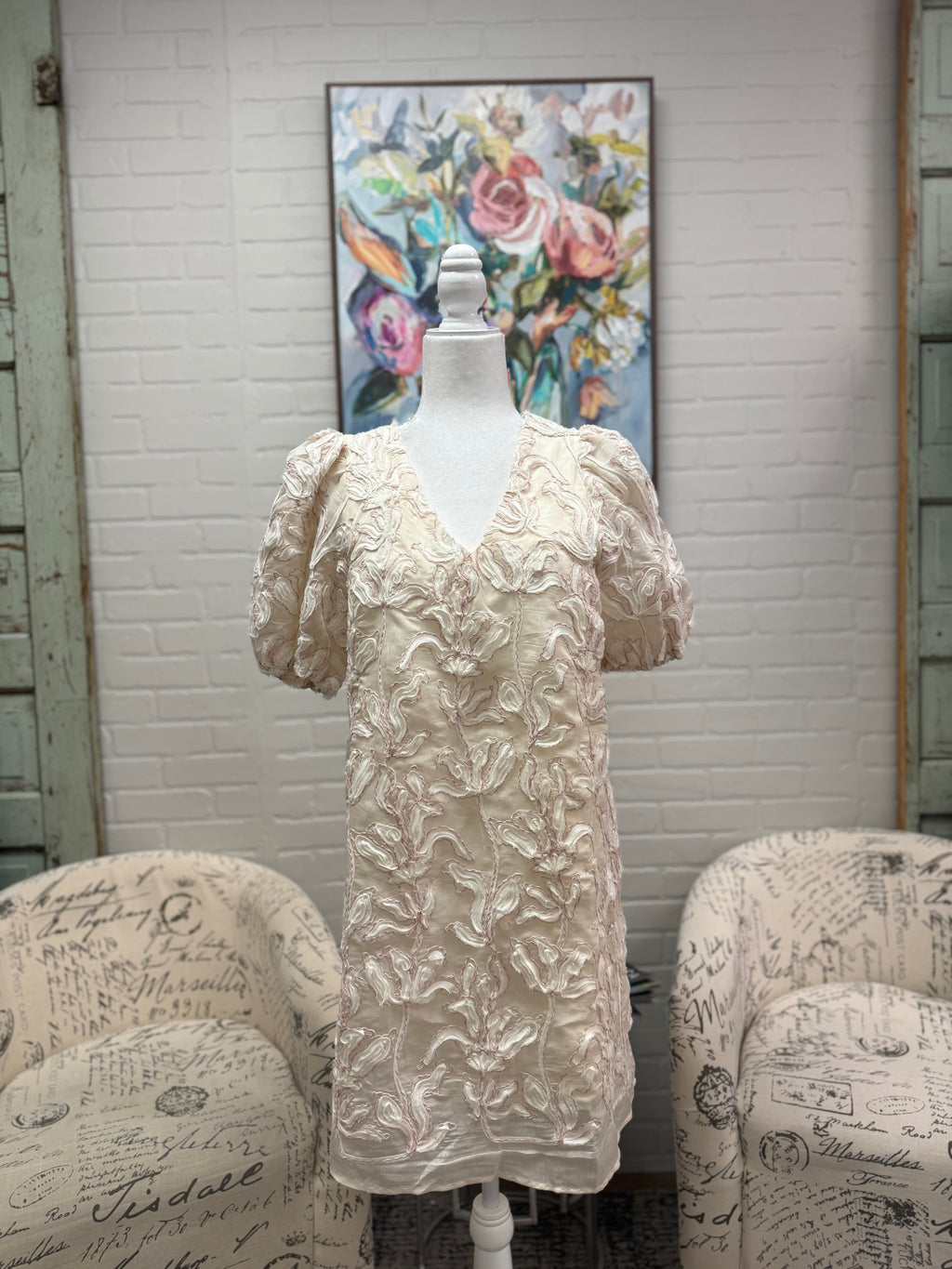 Floral Applique Mini Dress