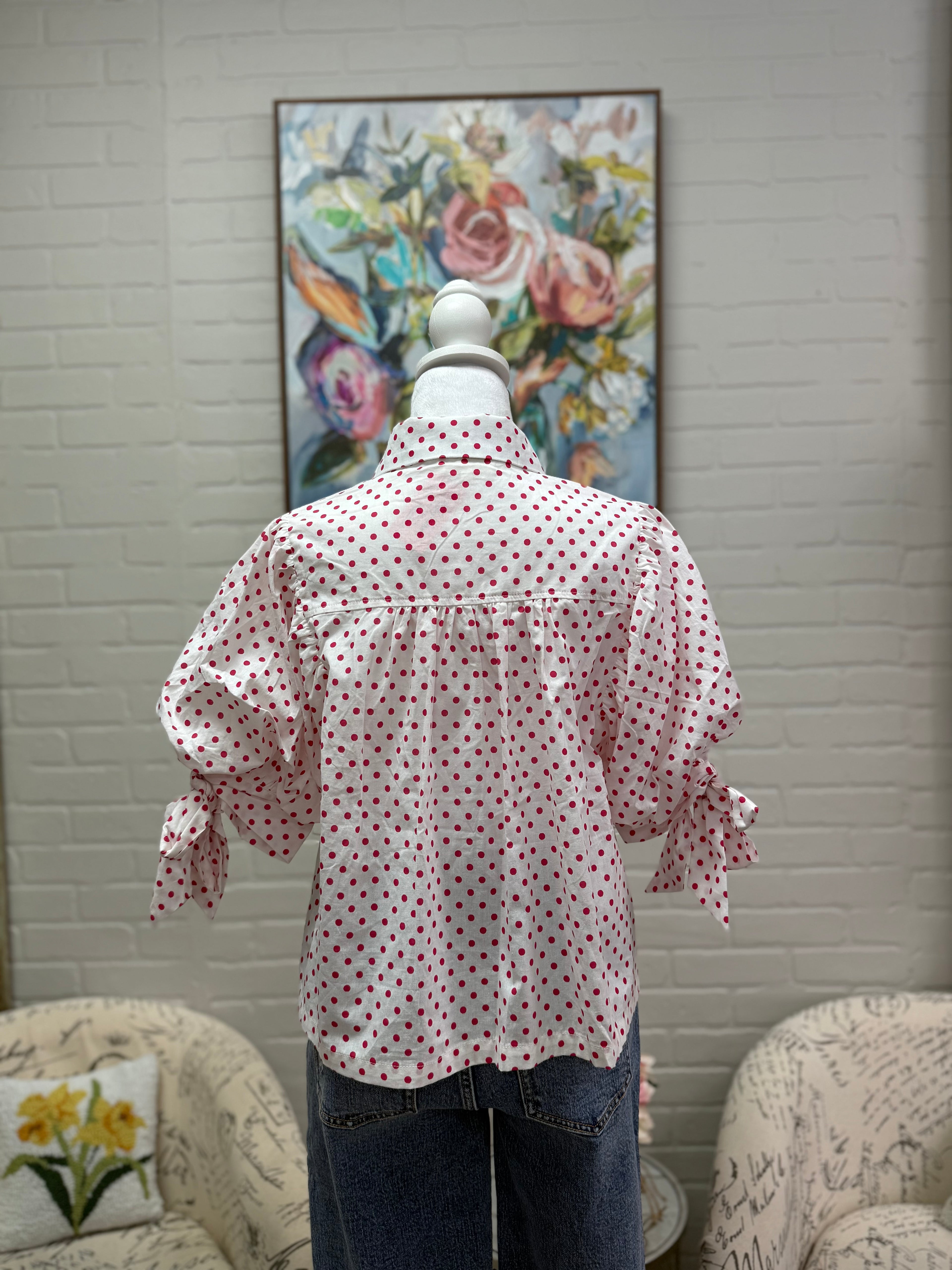 Pink Polka Dot Blouse