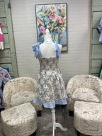 Cream & Blue Floral Mini Dress