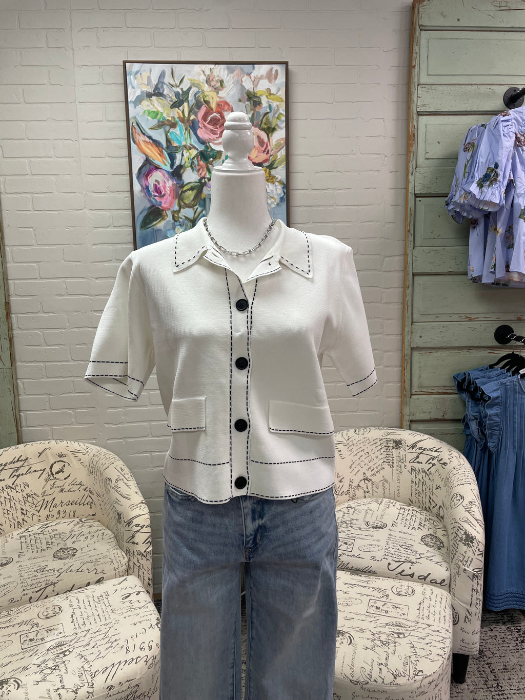 Cream Short Sleeve Jacket