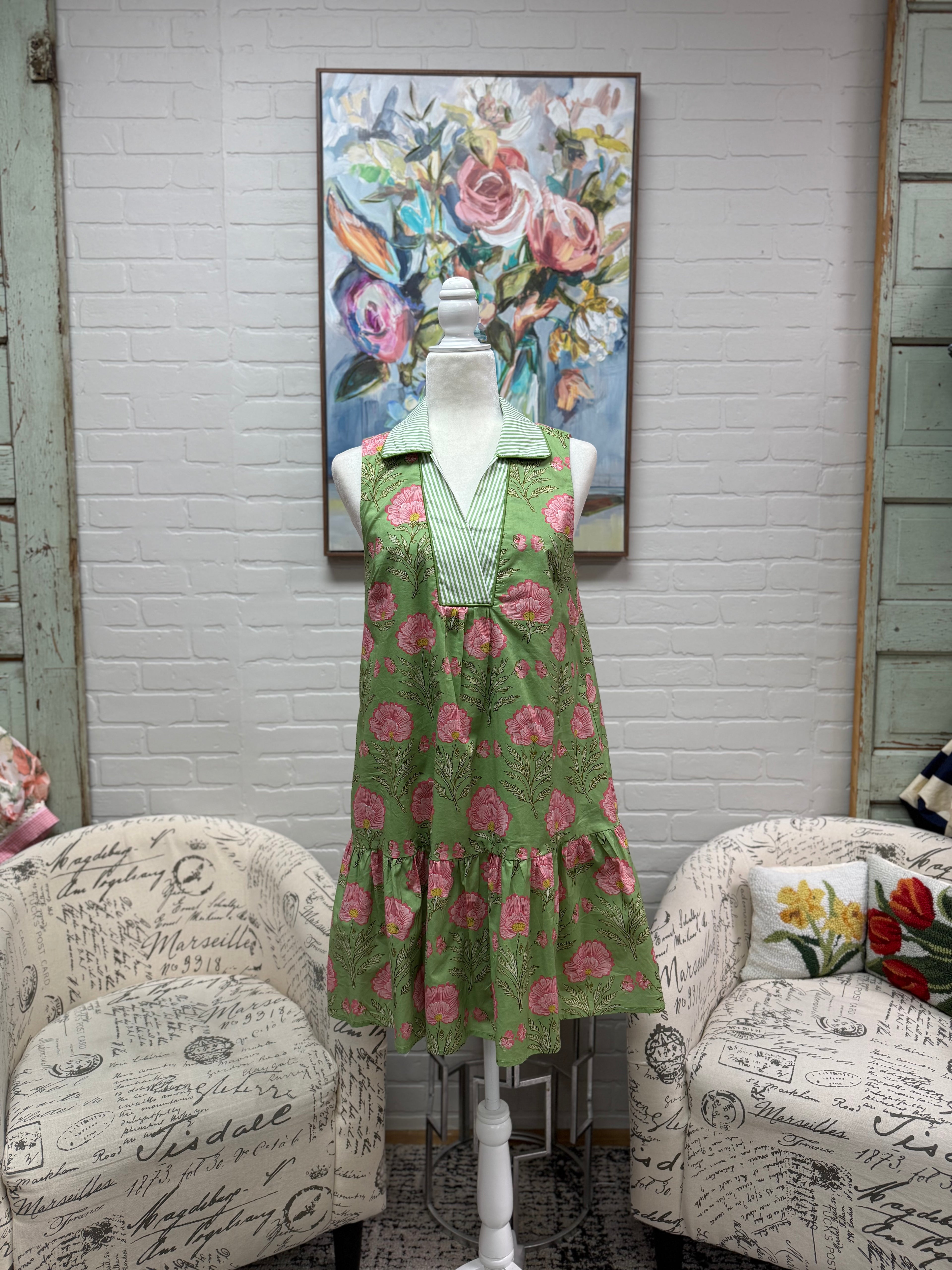 Matcha Floral Mini Dress