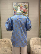 Blue Floral Print Blouse