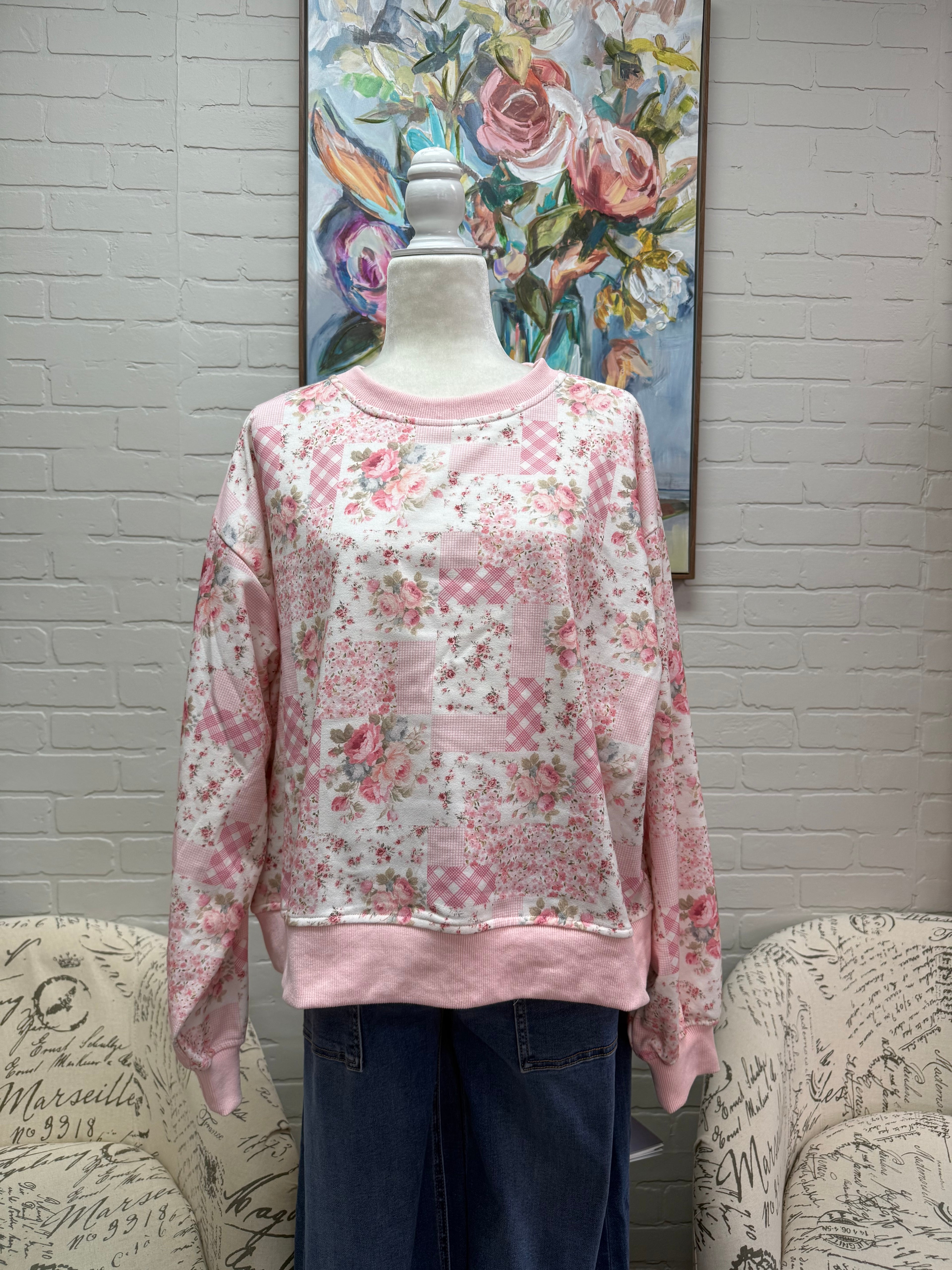 Patchwork Floral Sweatshirt