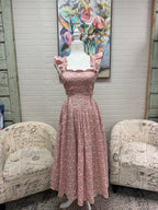 Blush Embroidered Cut-Out Midi