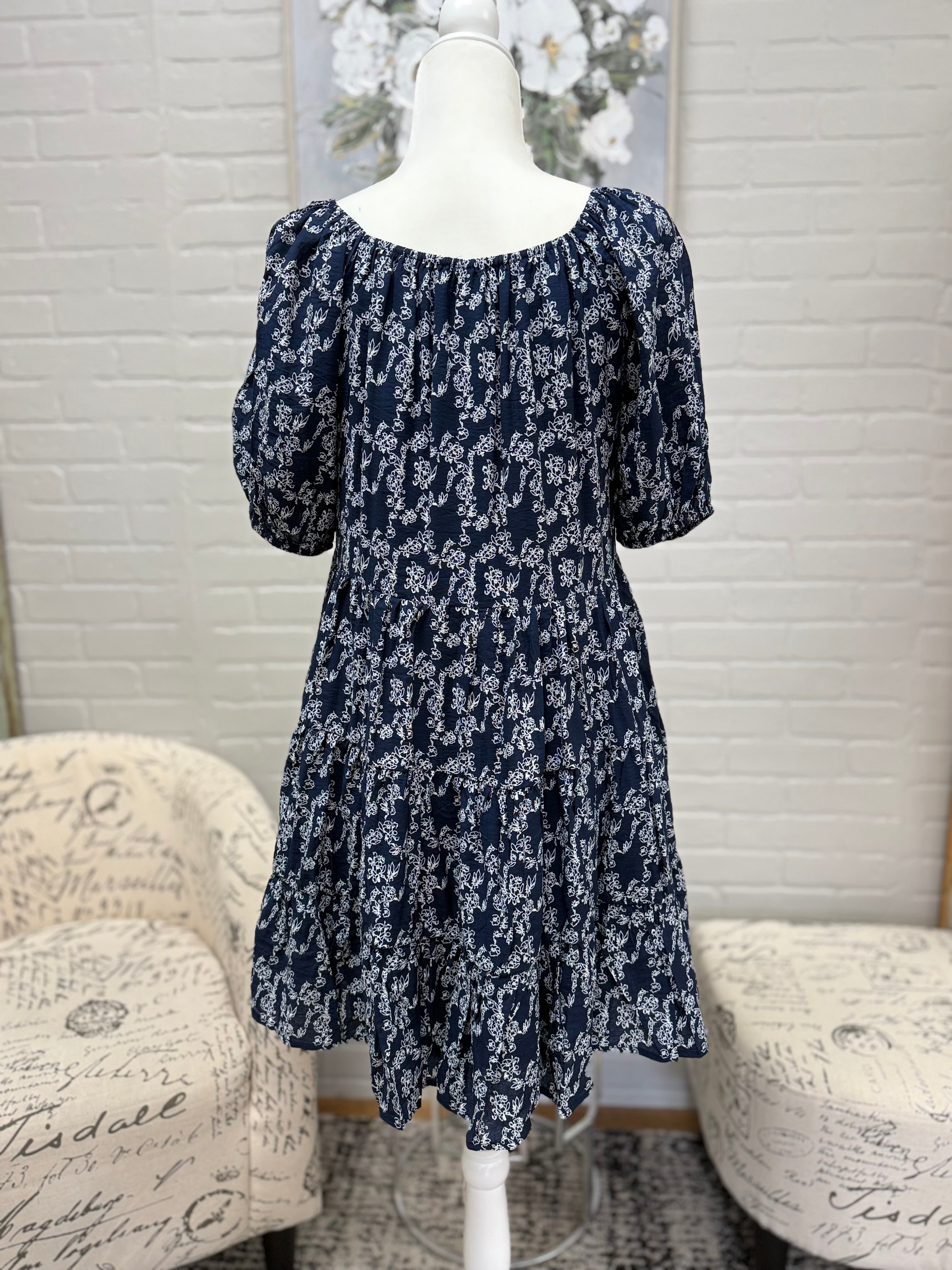 Navy Floral Mini Dress