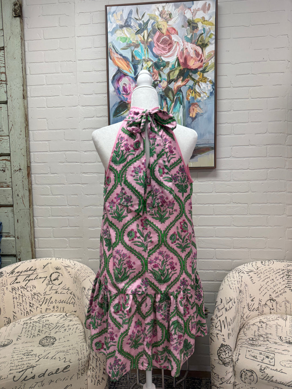 Pink Botanical Mini Dress