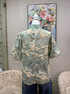 ￼Seafoam Floral Appliqué Top