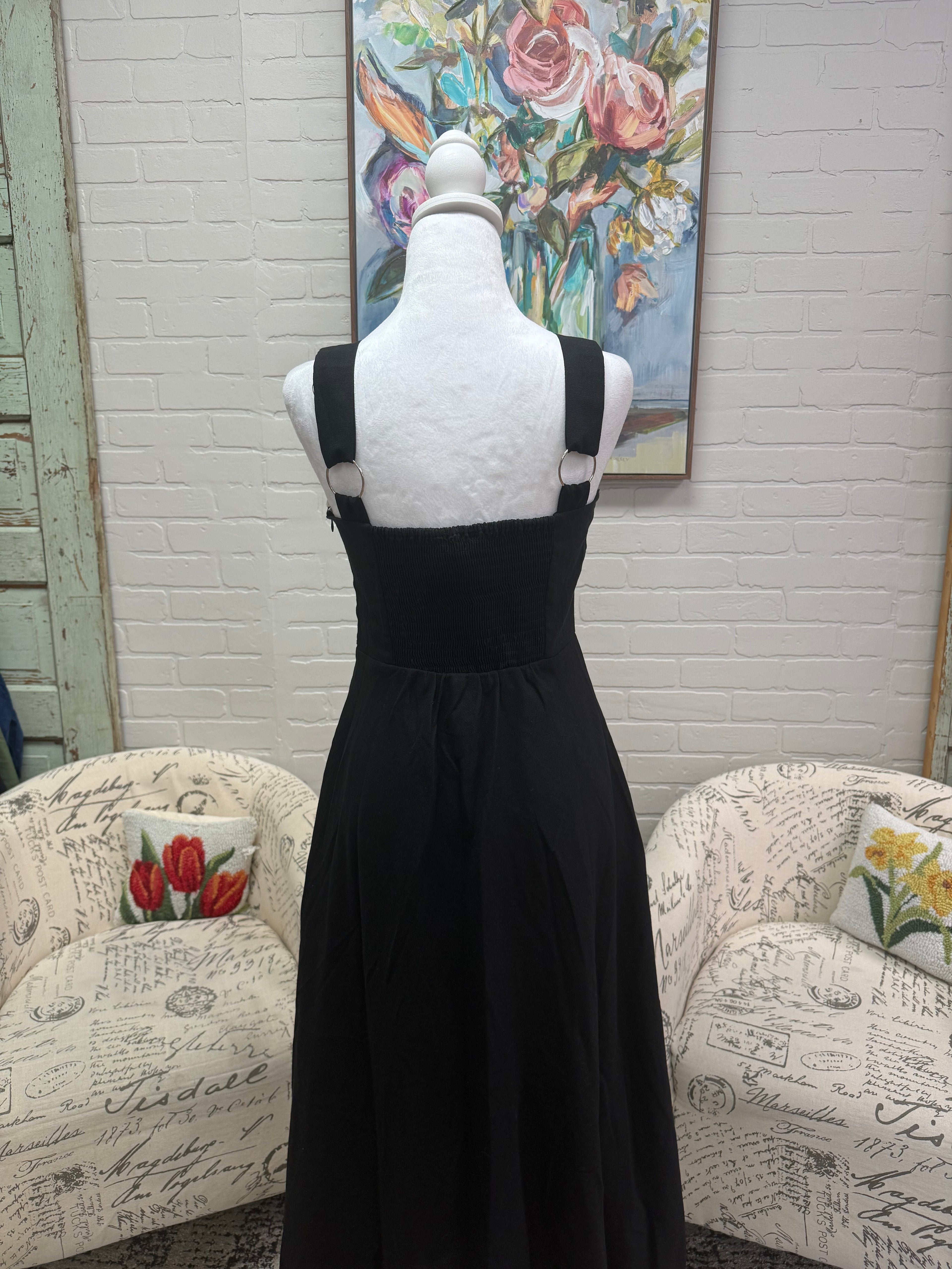 Black Corded Midi Dress