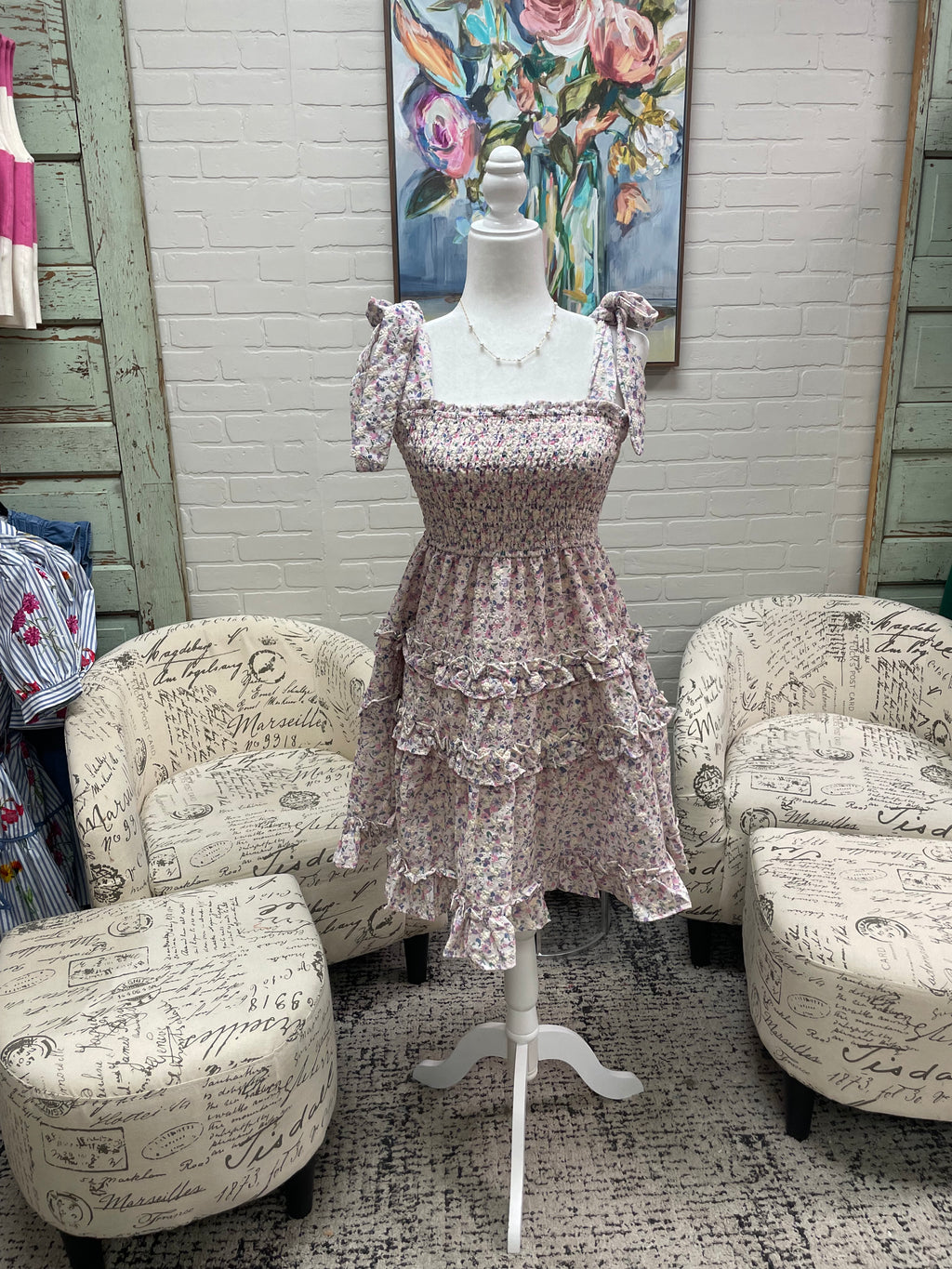 Lavender Floral Mini Dress