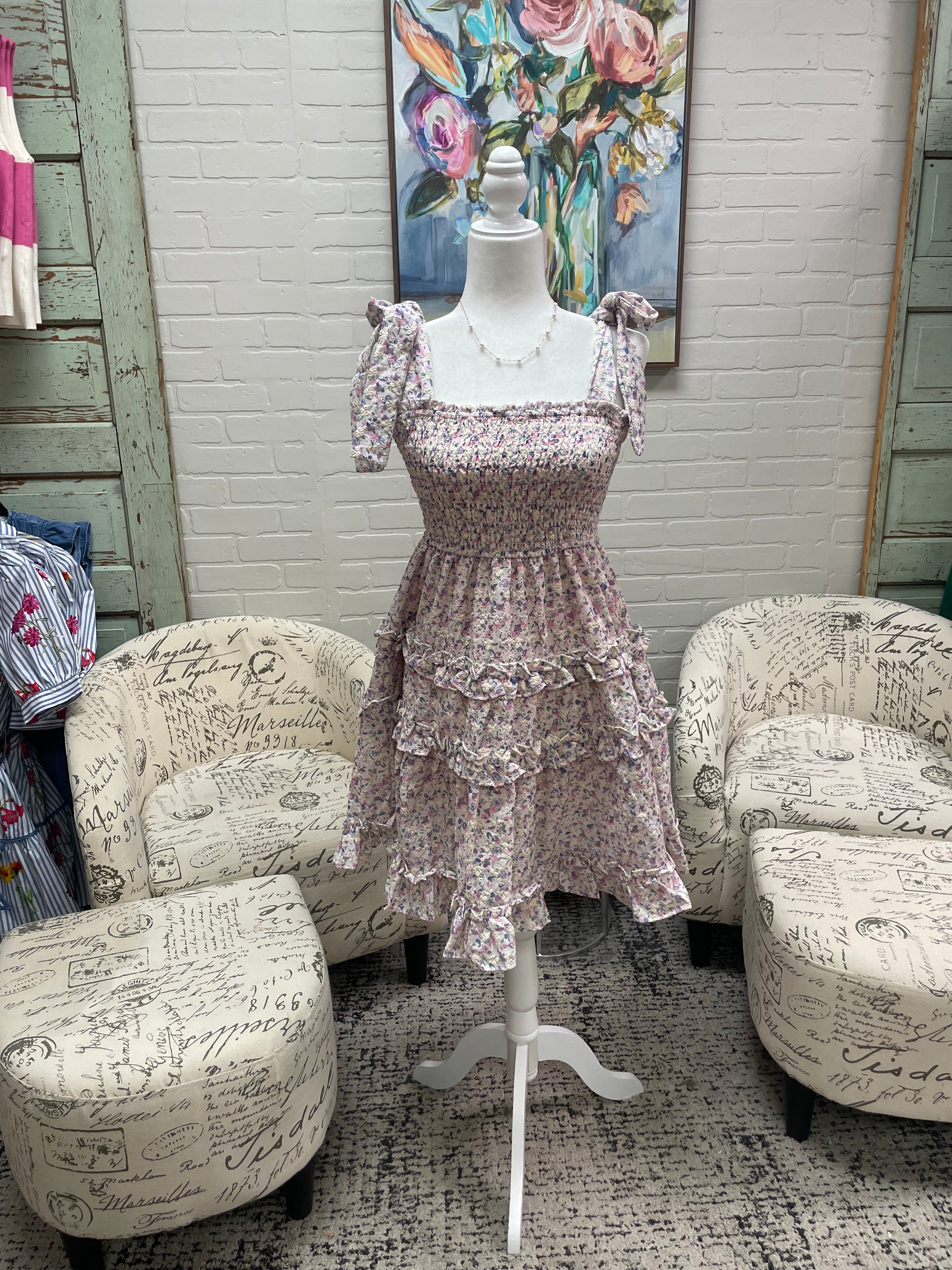 Lavender Floral Mini Dress