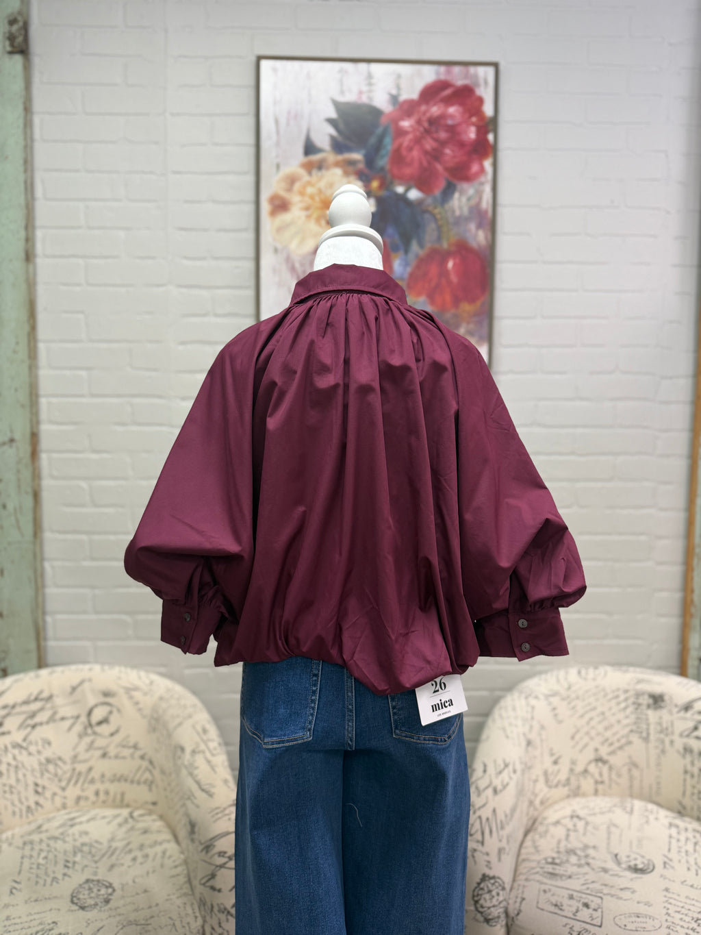 Merlot Button Up Bubble Top