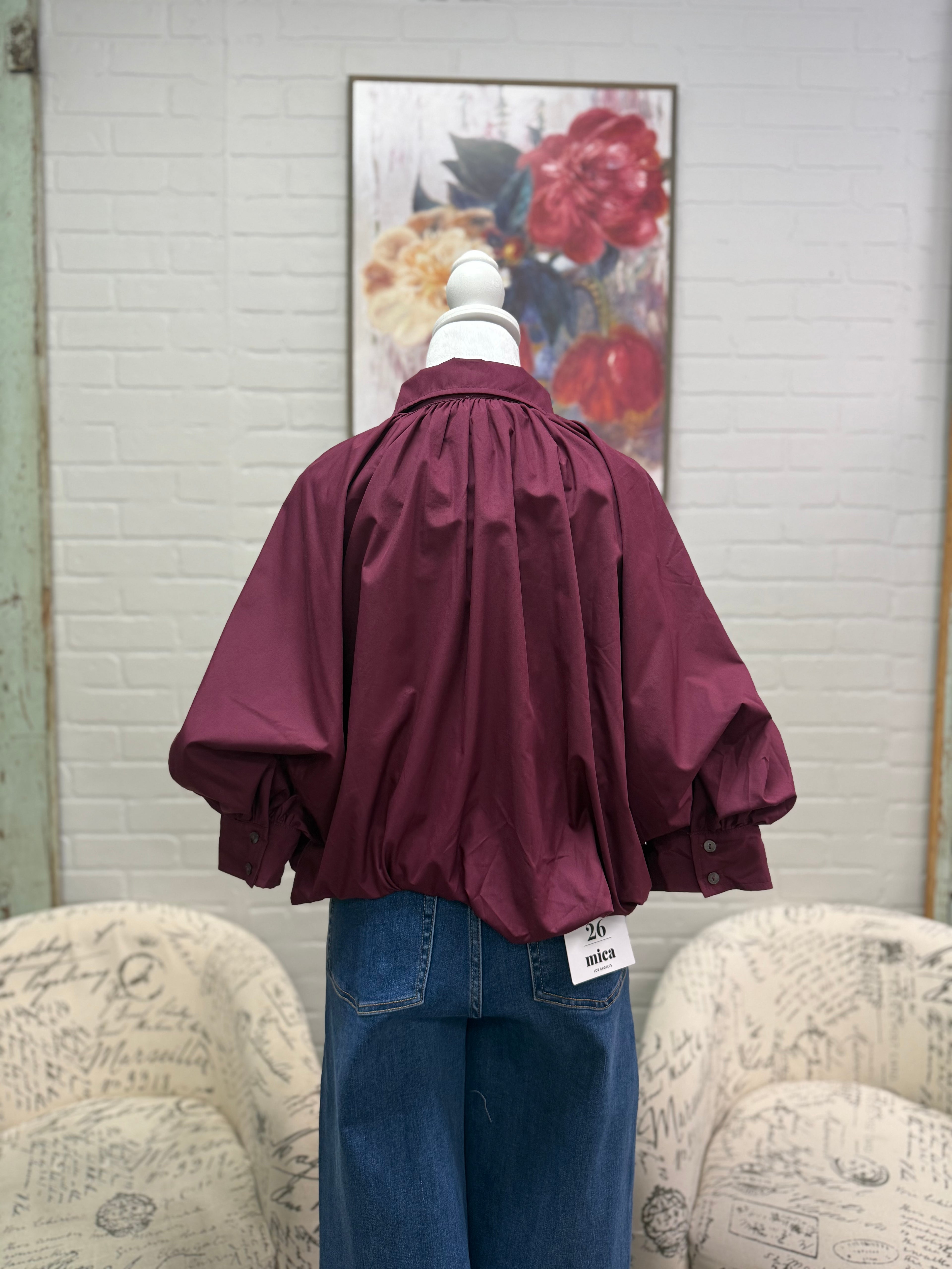 Merlot Button Up Bubble Top