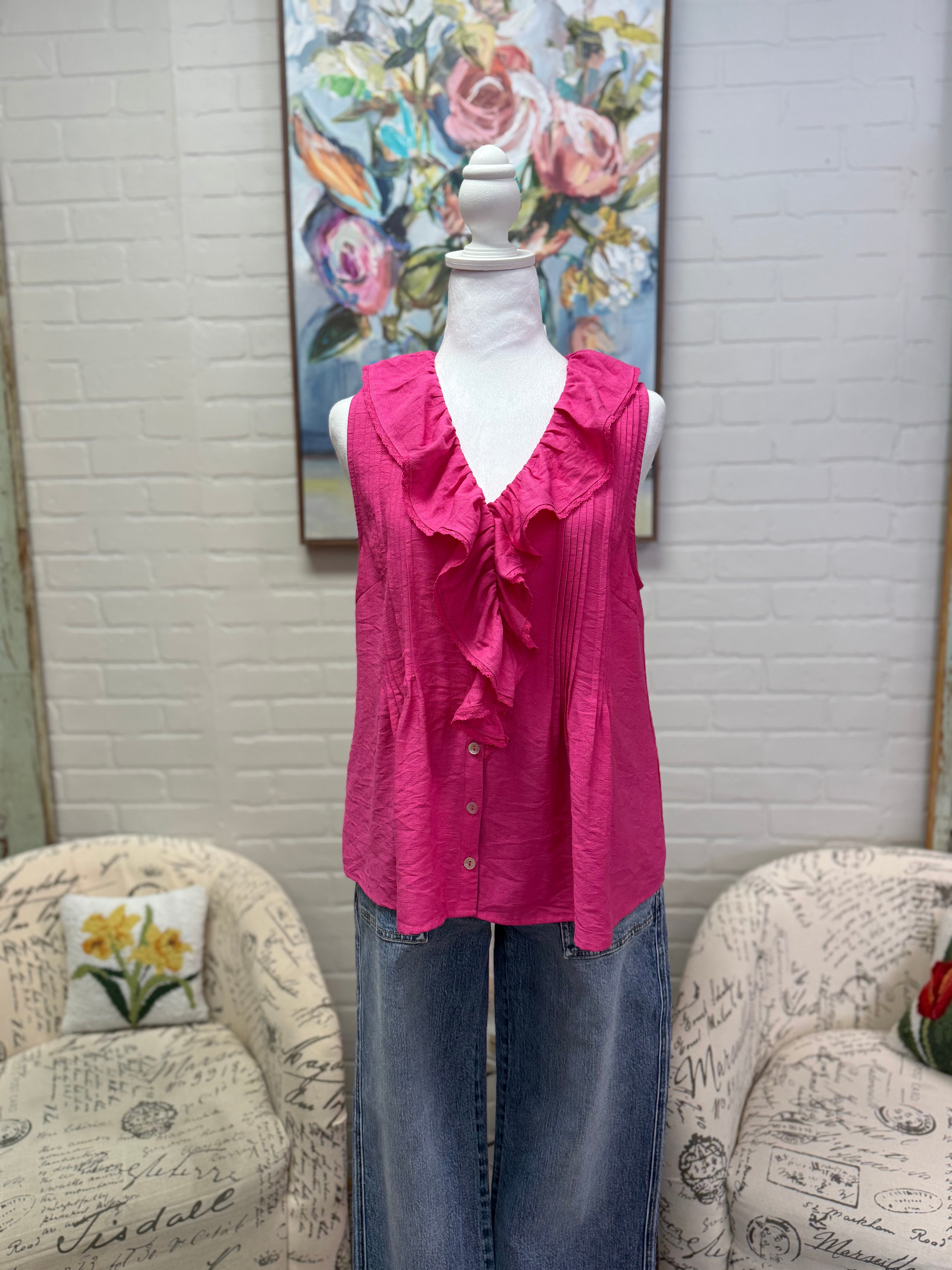 Pink Ruffle Blouse