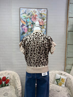 Leopard Ruffle Sleeved Sweater