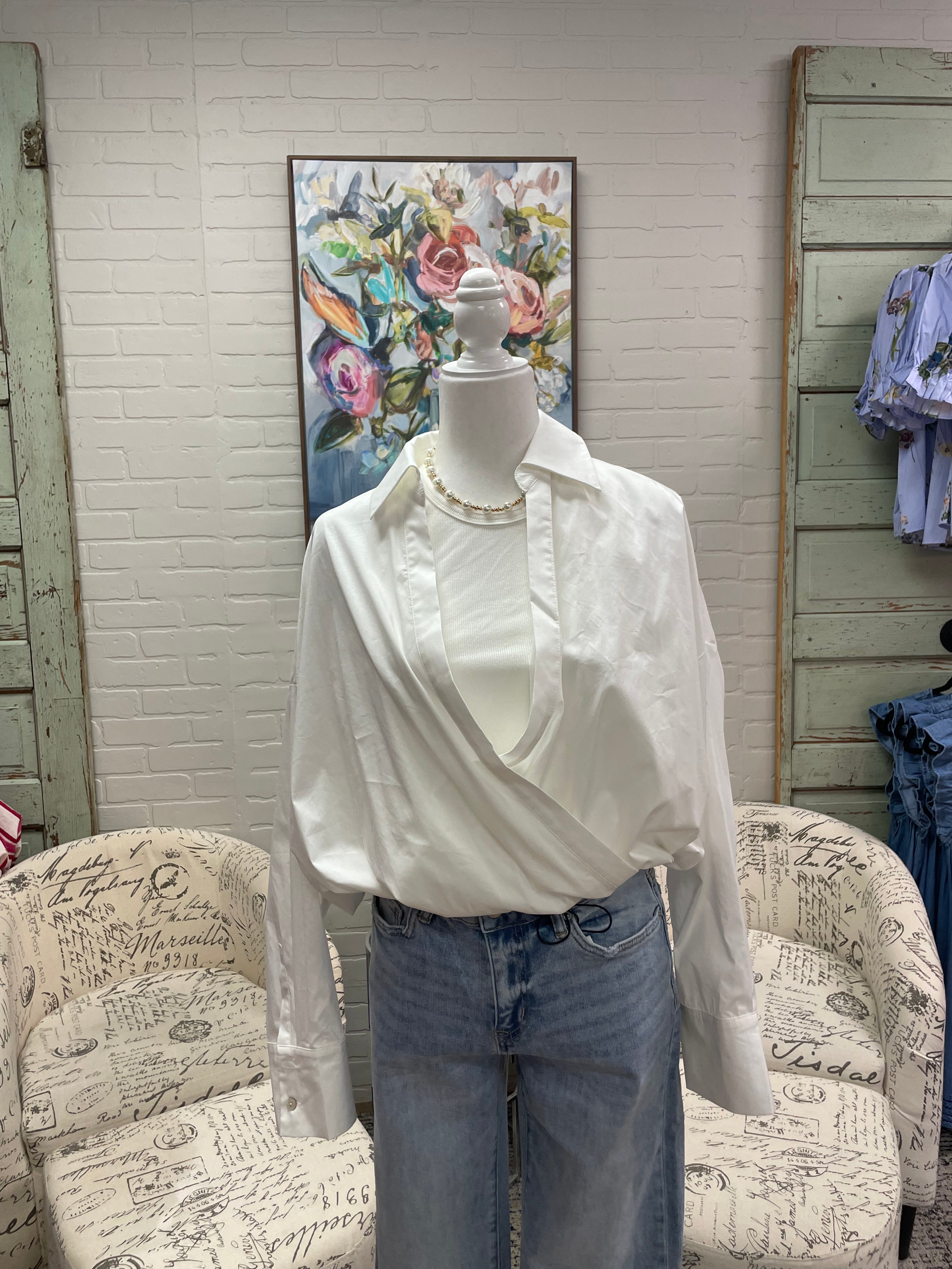 White Layered Bubble Top