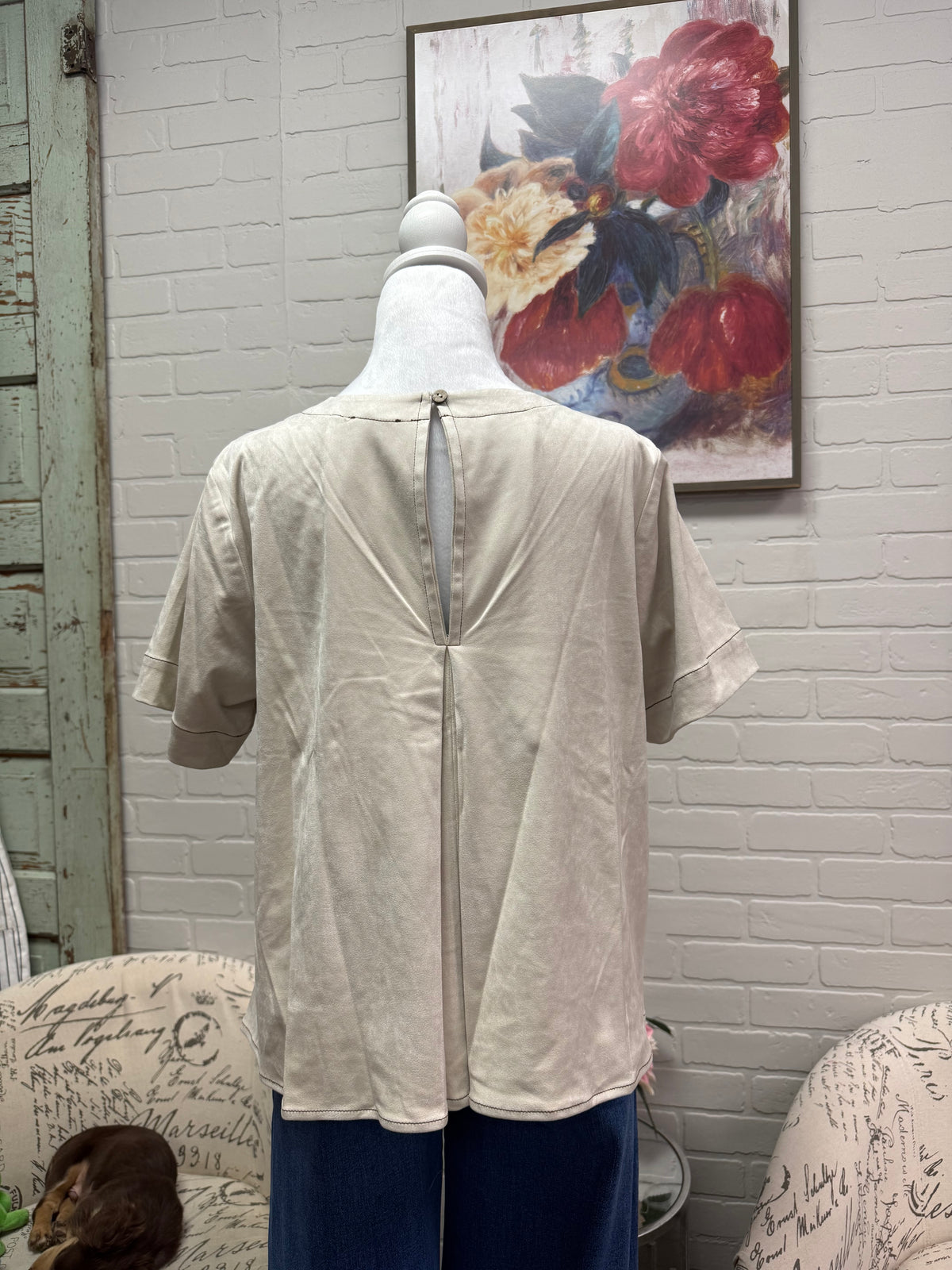 Ecru Suede Blouse
